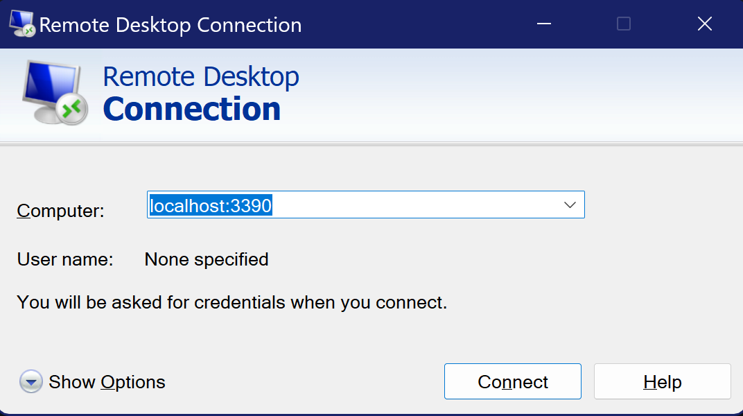 Windows RDP connect